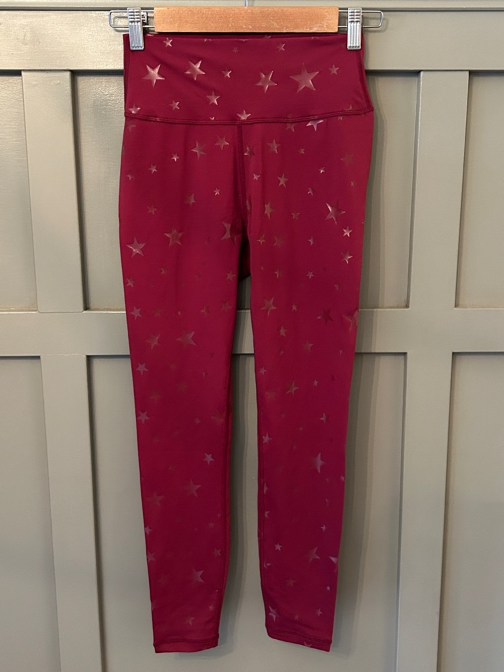 Anthropologie All Fenix Star Print Leggings High Rise Red Size Medium New NWT